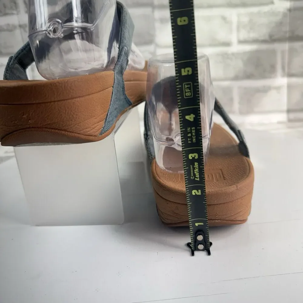 FitFlop The Skinny Toe Post Women's Size 10 Denim Blue Thong Flip Flop Sandals